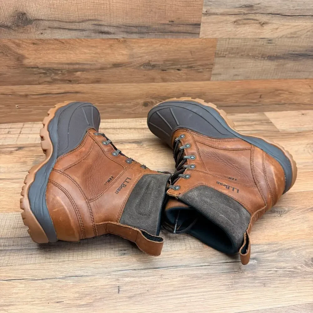 L.L. Bean Storm Chaser 5 Mens  10M Duck Boots Brown Leather Primaloft Tek 2.5